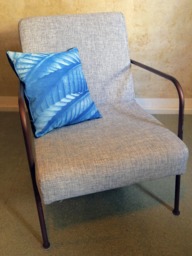Handprinted Blue Pillow - Cyanotype With Velvet & Leaves - thumbnail 1