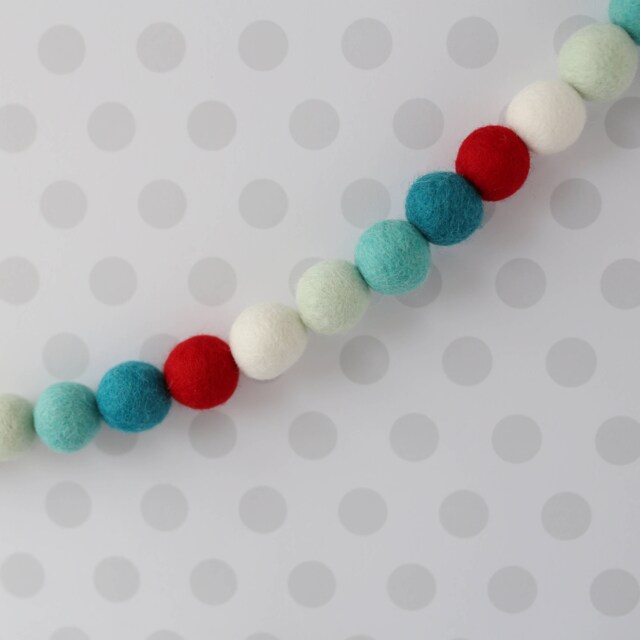 Christmas Decor - Gifts Felt Ball Garland Holiday Pom Pom Merry & Bright Baby Shower Hostess Gift - image 1