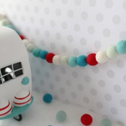 Christmas Decor - Gifts Felt Ball Garland Holiday Pom Pom Merry & Bright Baby Shower Hostess Gift - thumbnail 3