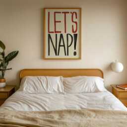 Bedroom Wall Art, Prints, Bold Typography Let's Nap Print, Retro Decor, Mid Century Modern Sleep Print - thumbnail 2