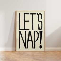 Bedroom Wall Art, Prints, Bold Typography Let's Nap Print, Retro Decor, Mid Century Modern Sleep Print - thumbnail 3