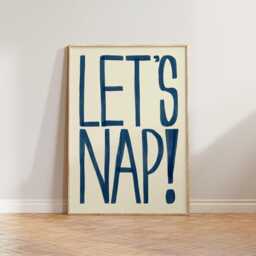 Bedroom Wall Art, Prints, Bold Typography Let's Nap Print, Retro Decor, Mid Century Modern Sleep Print - thumbnail 1
