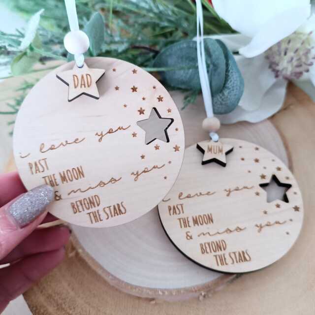 star Christmas Tree Ornament - I Love You Personalised Decoration Memorial Wish Babyloss Loss Of Mum - image 1