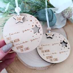 star Christmas Tree Ornament - I Love You Personalised Decoration Memorial Wish Babyloss Loss Of Mum - thumbnail 1