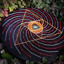 Uv String Art Psychedelic Cosmic Mandala, 30x30cm/11.8 Inches Handmade Wall Art, Black Light, 3D, Home Decor, Wall Hanging, Yoga Art, Thread &nails - thumbnail 4