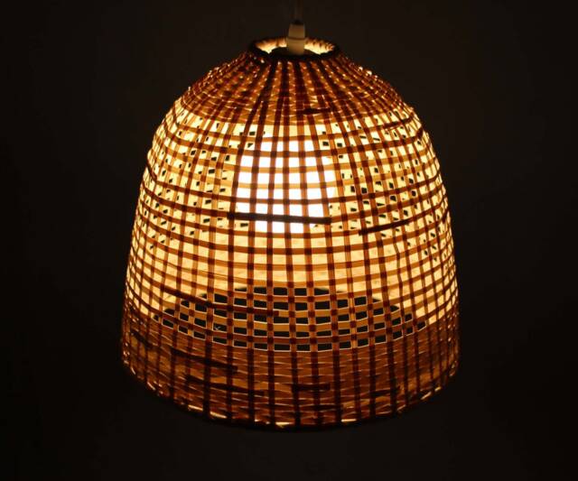 Bell Shaped Bamboo Pendant Light - Rustic Woven Lighting - 11.8'' - image 1