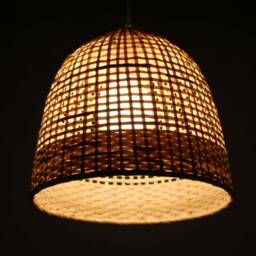 Bell Shaped Bamboo Pendant Light - Rustic Woven Lighting - 11.8'' - thumbnail 2