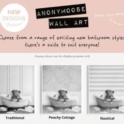 Black & White Dogue De Bordeaux Dog in A Bath Print, Bathing, Funny Bathroom Animal Bathtub, Dog Tub Whimsy - thumbnail 2