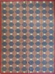 Geometric Wool & Jute Flatweave Rug in Earthy Neutrals With Red Border - thumbnail 1