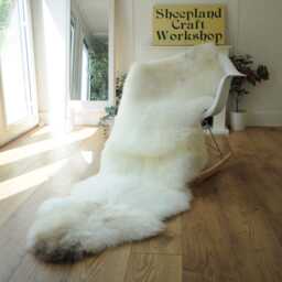"100% British Rare Breed Double Sheepskin Rug in Undyed ""Dorset Ivory" - thumbnail 1