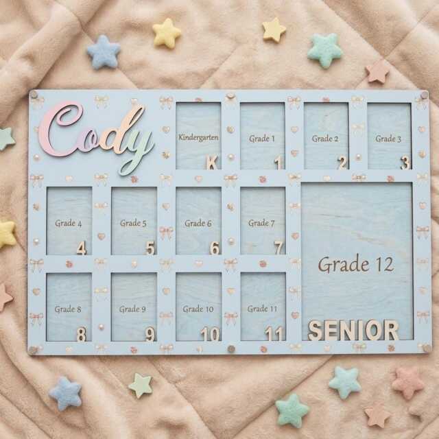 Personalized School Years Photo Frame, Picture Pre K To Graduation Custom Name - image 1