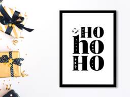 Ho Black Bold - Christmas Festive Fall Holidays - Wall Print Gift Bespoke Poster A5 A4 A3 Framed - thumbnail 1