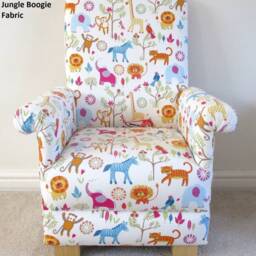 Kids Armchair Jungle Boogie Longleat Safari Fabric Prairie Animals Velvet Tiger Grey Acacia Children's Chair Seat Nursery Boys Girls - thumbnail 2