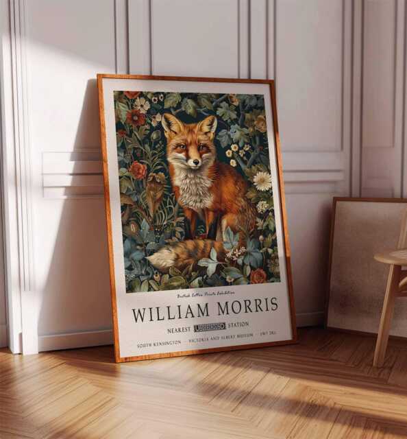 William Morris Poster, Fox Print, Animal Floral Botanical Decor, Kew Gardens Art, Wall Art - image 1
