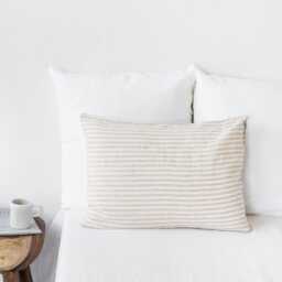 striped Linen Sheet Set Natural Queen King Sheets Bedding - thumbnail 3
