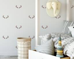 Stag Antlers - Vinyl Wall Decals Peel & Stick Deer Doe Horns Stickers Wilderness Forest Wild Animal Boys Girl Baby Nursery Kids Room