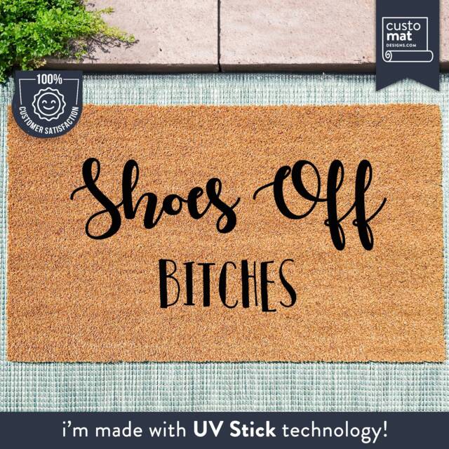 Shoes Off Bitches - Personalized Funny Welcome Mat Custom Coir Doormat Housewarming Decor Present - image 1