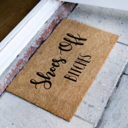 Shoes Off Bitches - Personalized Funny Welcome Mat Custom Coir Doormat Housewarming Decor Present - thumbnail 2