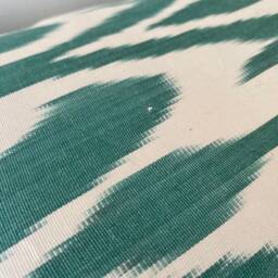Turquoise Silk Ikat Lumbar Pillow Mint Green Sofa Cushion - 16x24 Inch - thumbnail 4