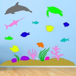 Nautical Wall Decals Vinyl Fish Stickers - Coral Reef Nursery Decor Ocean Animals Vwaq Pof1 - thumbnail 1