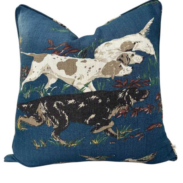 Schumacher Luxury Designer Pointers Blue Cushion Pillow Cover - image 1