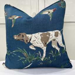Schumacher Luxury Designer Pointers Blue Cushion Pillow Cover - thumbnail 2