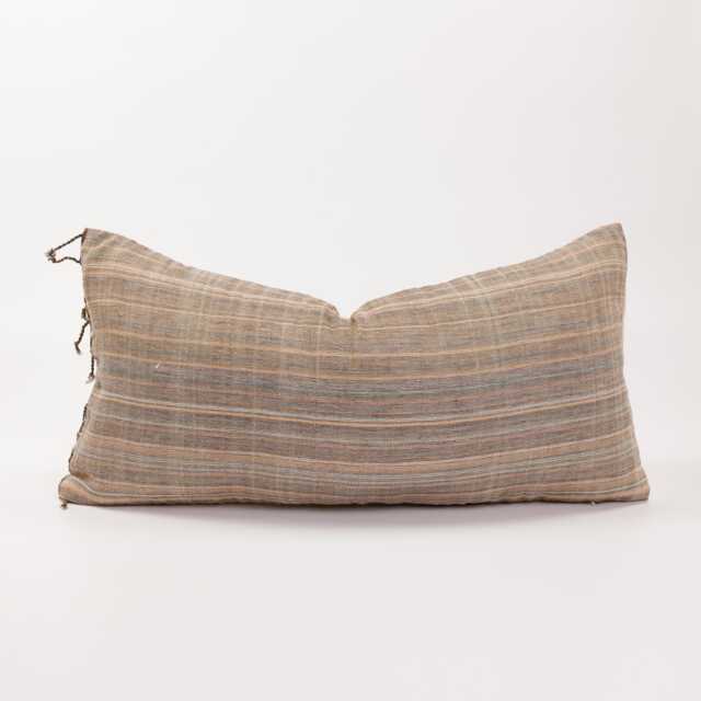 Woven Tribal Lumbar Cushion With Tassels, Striped Ethnic Pillow - image 1