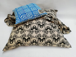 Hand Block Printed Cotton Pillow Cover Geometric Design - Garuda Black - thumbnail 1