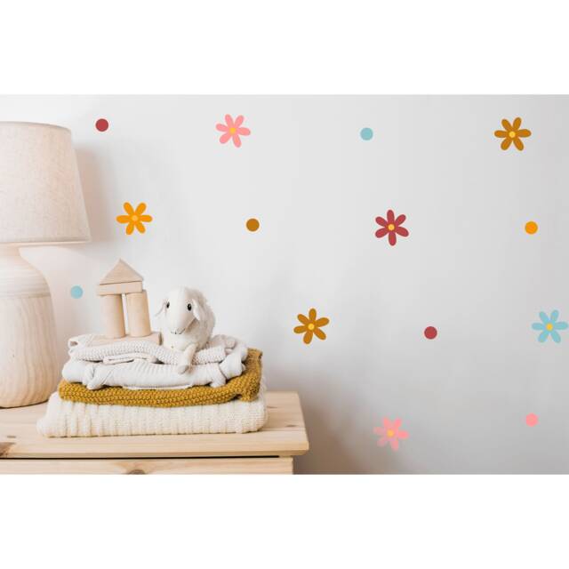 Floral Nursery Wall Stickers Boho Flower Decals, Kids Room Decor - image 1