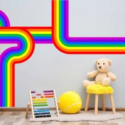 Retro Stripes Wall Stickers Art Car Campervan Rainbow Nursery Playroom Bedroom - thumbnail 2