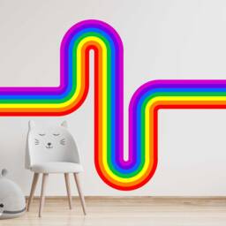 Retro Stripes Wall Stickers Art Car Campervan Rainbow Nursery Playroom Bedroom - thumbnail 4