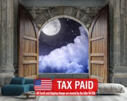 Wooden Castle Moon Night View Wallpaper Mural, Peel & Stick Decal - thumbnail 1
