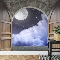Wooden Castle Moon Night View Wallpaper Mural, Peel & Stick Decal - thumbnail 3