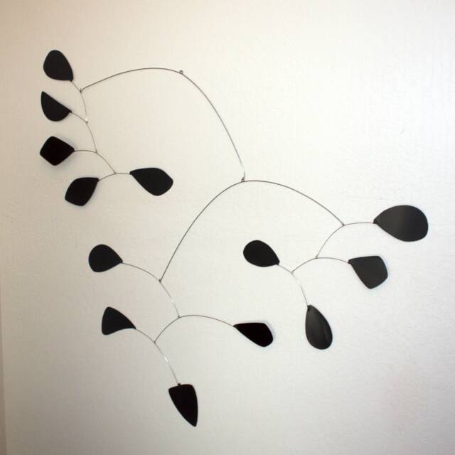 Bakers Dozen Style Hanging Mobile Black Leaves - Large Kinetic Art