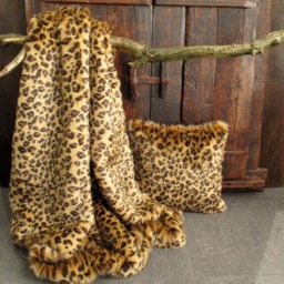 Leopard Faux Fur Throw - Animal Print Blanket With Brown Faux-Suede Lining Golden - thumbnail 3
