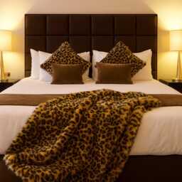 Leopard Faux Fur Throw - Animal Print Blanket With Brown Faux-Suede Lining Golden - thumbnail 1