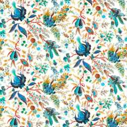 Harlequin, Sophie Robinson, Wonderland Floral, Lapis Cotton Blend Cushion Cover, Throw Pillow Homeware Decor - thumbnail 3