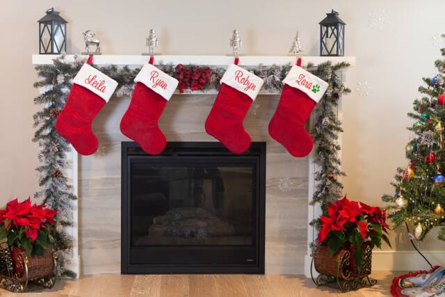 Personalized Christmas Stockings - Red Name Embroidered Traditional - image 1