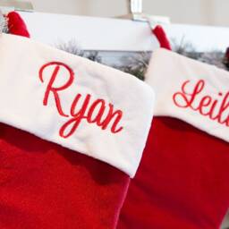 Personalized Christmas Stockings - Red Name Embroidered Traditional - thumbnail 2