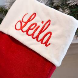 Personalized Christmas Stockings - Red Name Embroidered Traditional - thumbnail 3