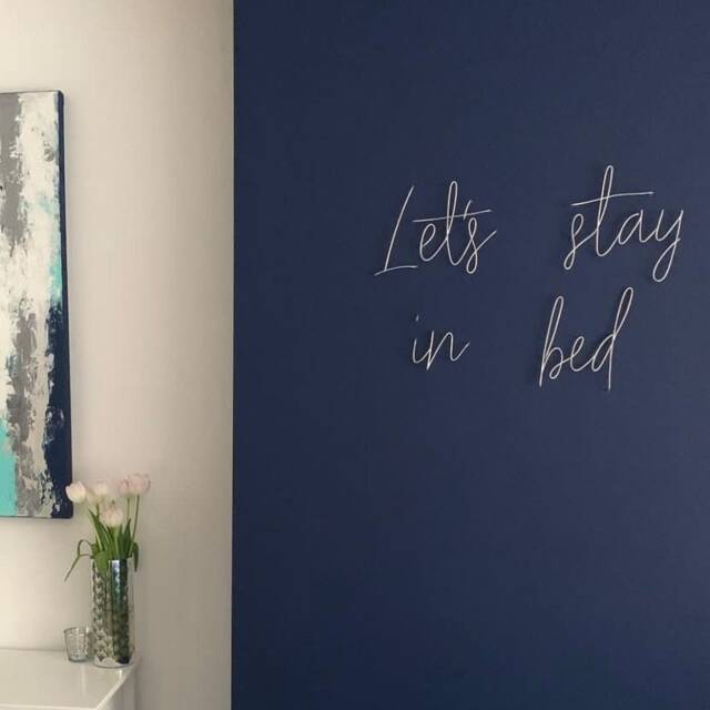 Let's Stay in Bed - Wire Wall Art Words Bedroom Sign - image 1