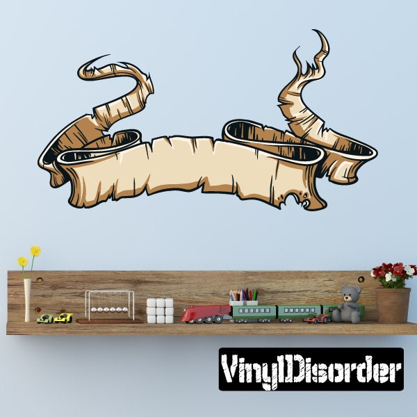 Scroll Wall Decal - Fabric Vinyl Removable & Reusable Scrolluscolor007Et