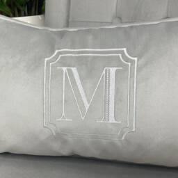 "Monogram Cushion, Personalised Initials Cushion - Pillow , Embroidered Bolster 12"" X 20" - thumbnail 2