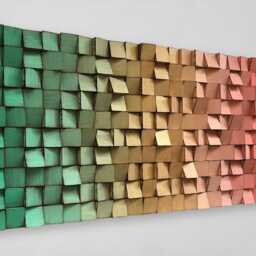 Wood Wall Art - Handmade Sound Diffuser Greem Gold Red Decor - thumbnail 3