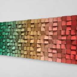 Wood Wall Art - Handmade Sound Diffuser Greem Gold Red Decor - thumbnail 4
