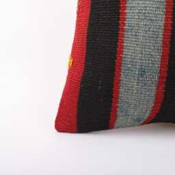 Vintage Turkish Kilim Pillow Cover Handwoven Wool Cushion - 16x16 - thumbnail 2