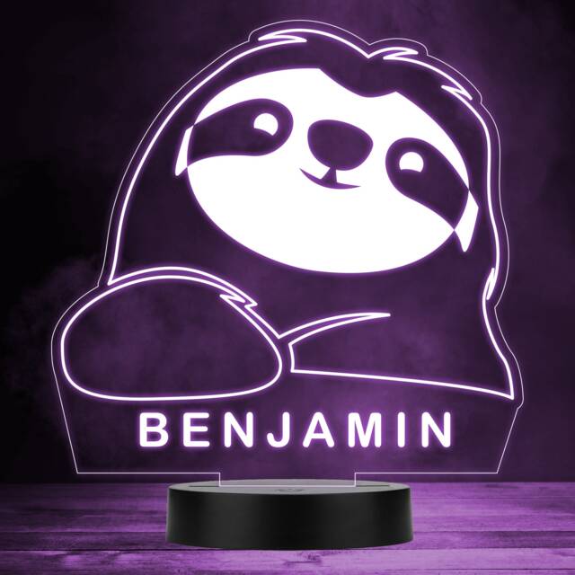 Cute Sloth Face Smiling Animal Lover Personalised Gift Multicolour Night Light - Bedroom Lamp - image 1