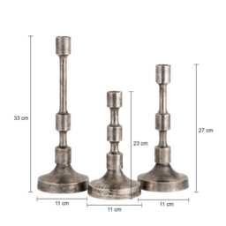 Handmade Camden Aluminum Candle Holder Antique Silver Finish - Set Of 3 - thumbnail 3