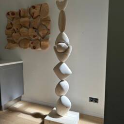 Modern Reclaimed Pine Wood Totem Sculpture Abstract Tree Art - thumbnail 4