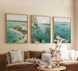Set Of 3 Poole Posters, Dorset Coastal Wall Art, UK Harbour Prints, Vintage Seaside Decor, Modern Travel Artwork For Home - thumbnail 1